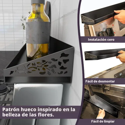 Vista 4 de STUTOV Estante superior magnético para estufa de 30 pulgadas, estante de especias negro y organizador de condimentos, estante de cocina magnético
