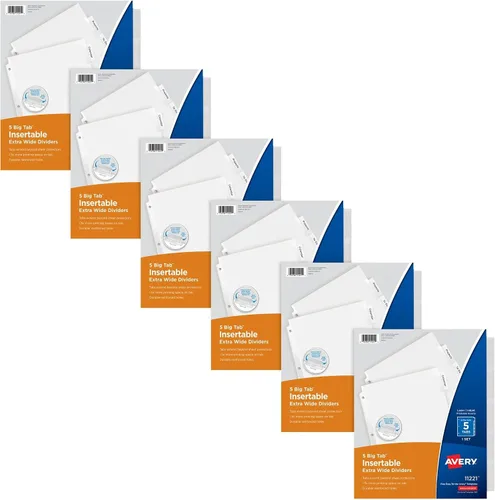Vista 13 de Avery Big Tab Separadores insertables con pestaña extra anchos 8 pestañas transparentes, 1 juego (11223)