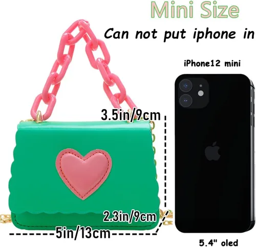 Vista 2 de Regalos para niñas pequeñas, lindo bolso cruzado para niños, bolso de mano para niños, bolso de mensajero con asa de cadena acrílica