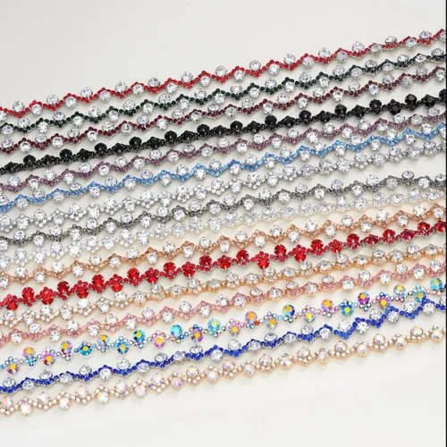 Vista 3 de Jerler Borde de diamantes de imitación, aplique de cadena de diamantes de imitación, ideal para decoración de bricolaje y adornos de ropa de boda