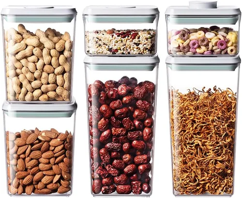 Vista 9 de Contenedores herméticos de almacenamiento de alimentos, 3 recipientes de comida pop con tapas de 1.3 cuartos de galón, apilables con apertura de un