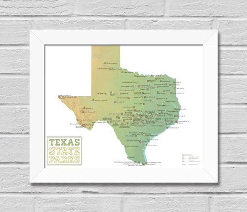Vista 10 de Best Maps Ever - Mapa de los parques del estado de Texas 28 x 35 cm.