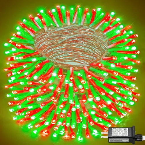 Vista 35 de Tira de 200 luces LED de 66 pies para exteriores, luces de Navidad conectables para interiores, cable transparente, impermeable, 8 modos de luces