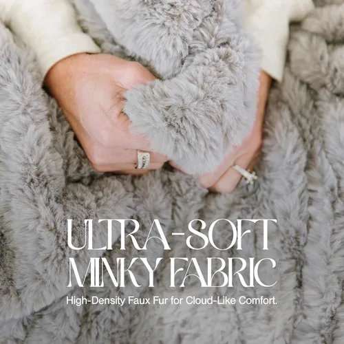 Vista 5 de Minky Designs Manta Minky Gris Ceniza – Manta de Tiro de Piel Sintética Ultra Suave para Sofá, Cama y Hogar – Esponjosa, Cálida y Lujosa – Colección