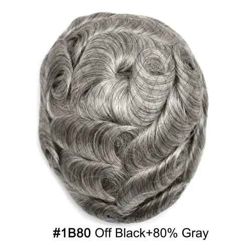 Vista 336 de Toupee para hombre 100% cabello humano real tupé para hombres 0.004 in piel de poliuretano para hombre, sistema de reemplazo de piezas de pelo