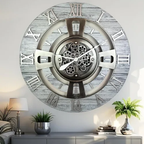 Vista 26 de ImprovingLife The Gears Reloj de pared con engranajes móviles reales línea Inglaterra (Verde Aguamarina, 24 pulgadas (60 cm))
