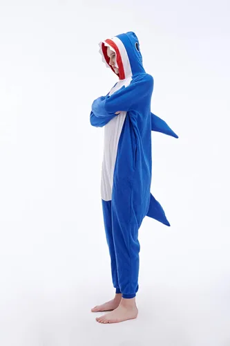 Vista 3 de Mameluco de tiburón para usar como pijama, cosplay o disfraz de Halloween