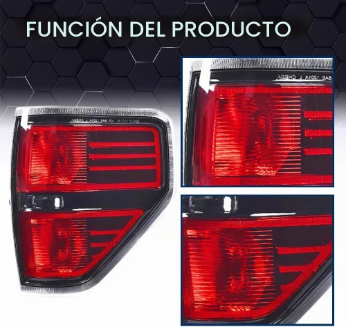 Vista 7 de PIT66 Luces Traseras, Compatible con Ford F150 2009 2010 2011 2012 2013 2014 Pickup SVT, Lente Negro, Acabado Cromado, Juego de Lámparas Traseras 1