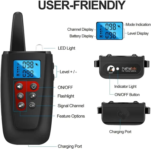 Vista 8 de Paipaitek Collar de entrenamiento para perros sin choques, rango de 3300 pies, collar de entrenamiento de perro impermeable IPX7 con mando a