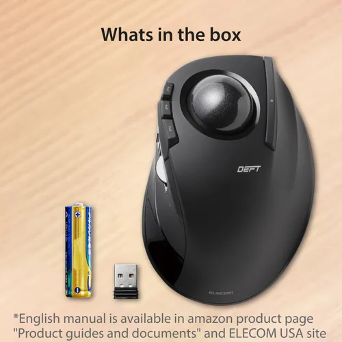 Vista 8 de ELECOM DEFT - Ratón de trackball, inalámbrico de 2.4 GHz, control de dedos, función de 8 botones con seguimiento suave, diseño ergonómico, sensor