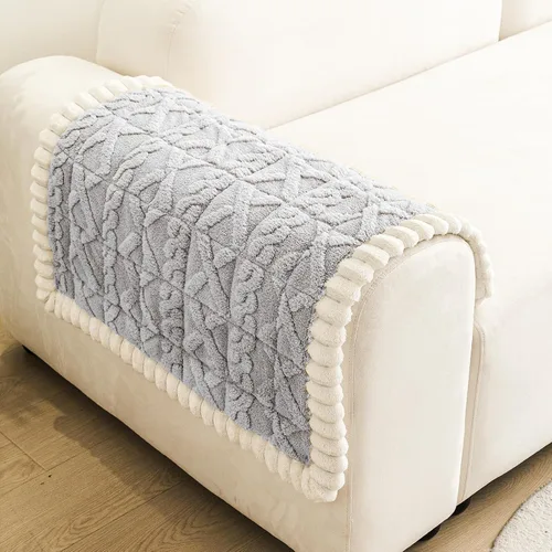Vista 11 de Fundas de Reposabrazos de Sofá Antideslizantes, Funda Lavable de Respaldo de Sillón Suave, Fundas Gruesas y Peludas para Reposabrazos de Sofá