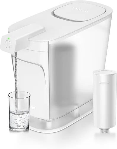 Vista 14 de Jarra de agua con filtro Philips +3 cartuchos de recambio Micro X-Clean, flujo rápido, color blanco, 2,6 litros, temporizador electrónico