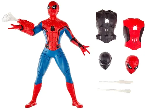 Vista 4 de Spider-Man: Far from Home Deluxe 13-Inch-Scale Web Gear Spider-Man Action Figure with Sound FX, Suit Upgrades, and Web Blaster Accessory