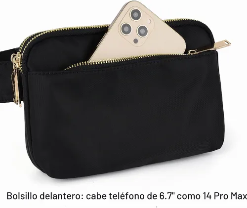 Vista 5 de Riñonera UTO para mujer, de moda, bandolera, bolsa de cinturón, bolsa de pecho, riñonera de cintura, riñonera de cadera, para compras al aire libre