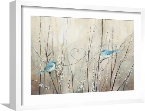 Vista 6 de ART.COM Lienzo enmarcado para pared, cuerda neutra de pájaros bonitos por Julia Purinton, decoración de animales, 18 x 12 pulgadas, marco negro