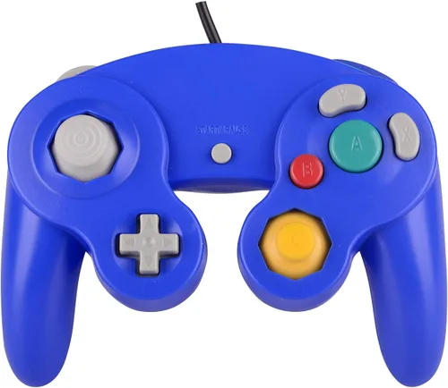 Vista 6 de Paquete de 2 controladores con cable Classic Shock Joypad, compatibles con Wii NGC Gamecube Game Cube (rojo y azul)