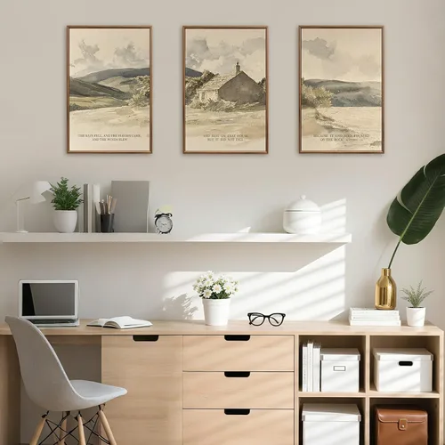 Vista 268 de FWIEXA Juego de Arte de Lienzo Bohemio Enmarcado para Pared, Cuadros Botánicos Verde Salvia Decoración de Pared, Impresiones de Arte de Plantas