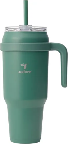 Vista 22 de REDUCE Vaso de acero inoxidable de 24 onzas con asa, con aislamiento al vacío de doble pared, tapa a prueba de sudor y popote reutilizable, mantiene