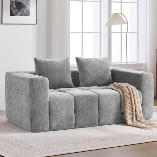 Vista 19 de Sofás sin estructura de 119" tamaño extragrande estilo nube para sala de estar, sofá seccional modular moderno con mechones con asiento profundo