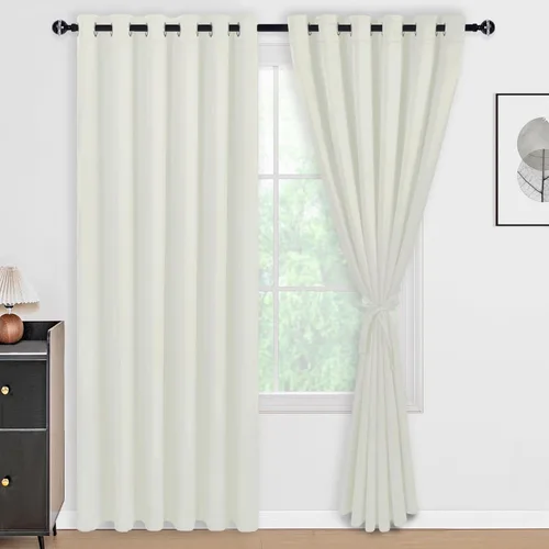 Vista 151 de DWCN - Cortinas 100% opacas para dormitorio con forro negro, cortinas de ventana de doble capa con aislamiento térmico que oscurecen toda la Azul