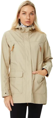 Vista 6 de ALPHA CAMP Chaqueta impermeable para mujer, rompevientos con capucha, ligera, suave, abrigos largos para lluvia
