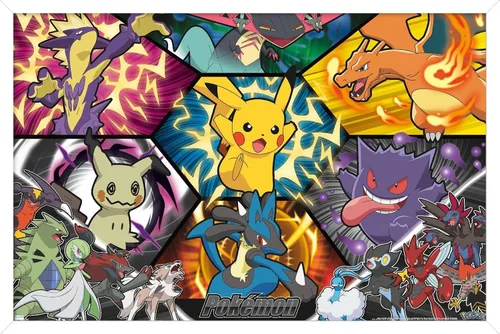 Vista 13 de Trends International Pokémon: Battle Art - Póster de pared de grupo, 22.4 pulgadas de largo x 14.7 pulgadas, versión enmarcada en madera de granero