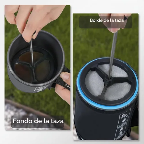 Vista 5 de Paquete de 2 cafeteras de prensa francesa de silicona compatibles con estufas de camping Jetboil Flash, cafetera de prensa francesa para estufas
