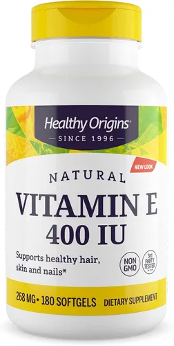Vista 10 de Healthy Origins Vitamina E 400 UI (268 mg), 90 cápsulas blandas líquidas – Tocoferoles mixtos naturales (d-alfa, d-beta, d-gamma, d-delta) – Apoya