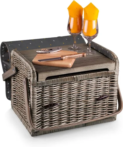 Vista 8 de Kabrio - Cesta de picnic para vino y queso, colección (Anthology Collection - Gris con detalles dorados)