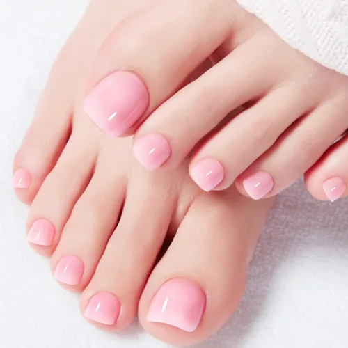 Vista 18 de Modelones Uñas cortas a presión, uñas cuadradas con punta francesa desnuda