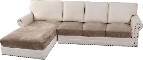 Vista 190 de H.VERSAILTEX Funda de cojín elástica de terciopelo para sofá, funda de cojín de felpa para cojines de silla, protector de muebles, cojín de asiento