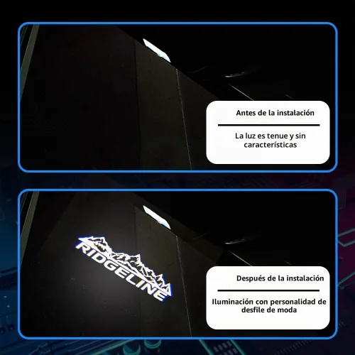 Vista 3 de 2 piezas Proyector LED de Logo para Puerta de Automóvil Lámpara de Bienvenida Luz de Puerta Kit de Luces de Charco Ridgeline Compatible