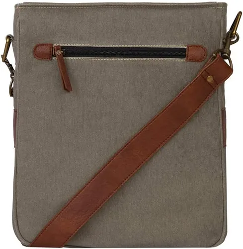 Vista 3 de Mona B. Dakota MD-5907 - Bolso bandolera de lona reciclada, bolso cruzado Cameron y cartera Ryker con ribete de cuero vegano, Azul