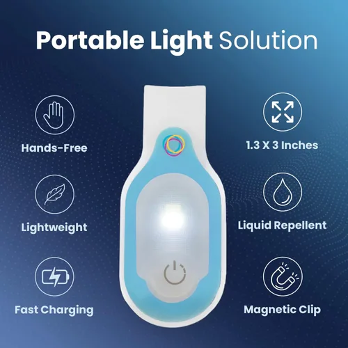 Vista 2 de Clipglow - Luz de enfermería con clip, luz de turno de noche de enfermería, brillante, ligera, magnética, portátil, linterna recargable por USB