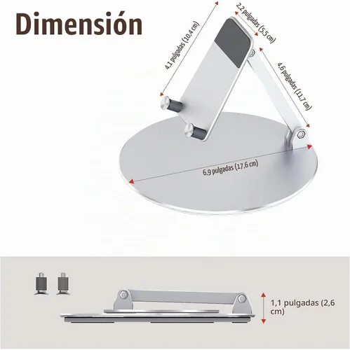Vista 5 de Soporte giratorio e inclinable para Echo Hub y iPads/tablets de 4 a