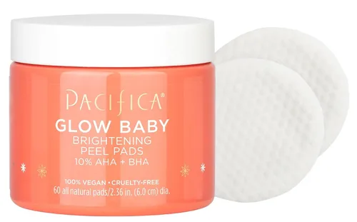 Vista 2 de Pacifica Beauty, Glow Baby - Almohadillas exfoliantes para bebés, 10% AHA y BHA, 60 unidades, ilumina y exfolia, para todo tipo de piel, sin