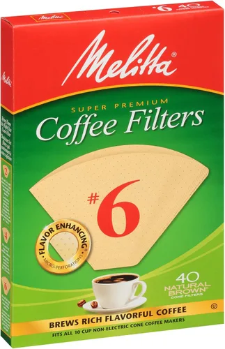 Vista 7 de Melitta #6 Cone Coffee Filters, Unbleached Natural Brown, 40 Count (Pack of 12) 480 Total Filters Count - Packaging May Vary