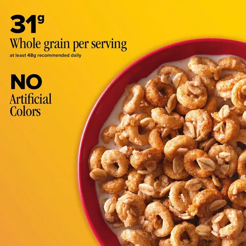 Vista 4 de Cheerios Oat Crunch Cinnamon Cereal de Desayuno, Hecho con Grano Entero, Tamaño Grande, 18.2 oz