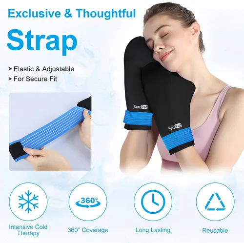 Vista 4 de SuzziPad Calcetines de terapia de frío y guantes fríos de bolsa de hielo para quimioterapia neuropatía, paquete de cuidado de quimioterapia
