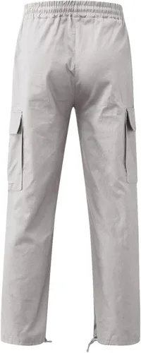Vista 3 de Pantalones para hombre de algodón y lino Harem Street Bib Pants Loose Fit Hippie Yoga Beach Pantalones con cintura múltiples tejidos bolsillos