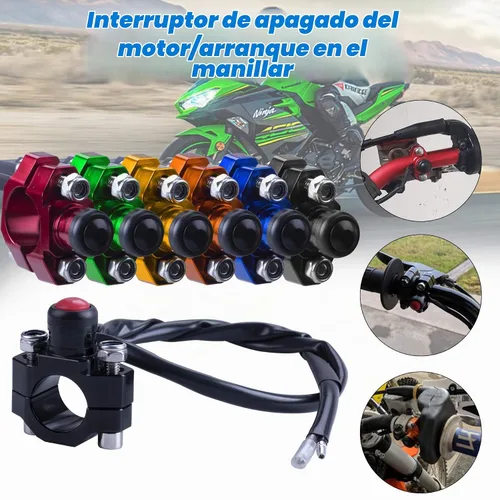 Vista 6 de ORAEVY Botón Universal CNC de Interruptor de Parada y Arranque del Motor de Motocicleta con Placa Posterior de Montaje para ATV, Dirt Pit Bike Negro