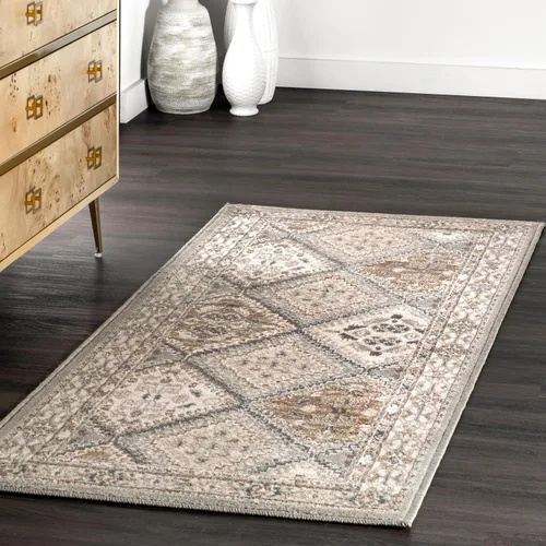 Vista 18 de nuLOOM Alfombra de Área Becca Tradicional con Diseño de Azulejos 2x3, Beige, Diseño Transicional Desvanecido, Resistente a las Manchas, Para