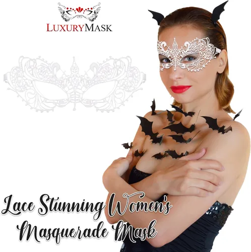 Vista 6 de Masquerade Mask For Women Lace Masquerade Masks for Masquerade Party, Proms, Venetian Party, Mardi Gras, Halloween & Cosplay