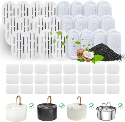 Vista 9 de DOOOB Filtros de fuente de agua para gatos, paquete de 16 filtros de fuente para gatos, filtros de repuesto para fuente de agua de cerámica DOOOB