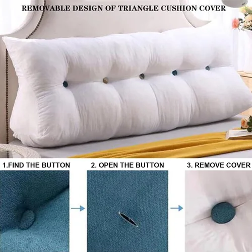 Vista 5 de Almohada triangular grande de cuña de lectura, cojín de cabecera para reposo en cama, almohada de forro polar para cabecero, respaldo con funda