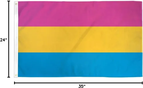 Vista 3 de AZ FLAG - Bandera pansexual - 2 x 3 pies - Cartel de pansexualidad de poliéster 100D con dos ojales metálicos - Resistente a la decoloración