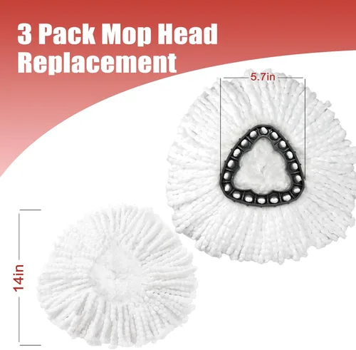 Vista 3 de Paquete de 3 cabezales de repuesto para trapeador, compatible con sistema EasyWring de 1 tanque Microfiber, Highly Absorbent, Machine Washable