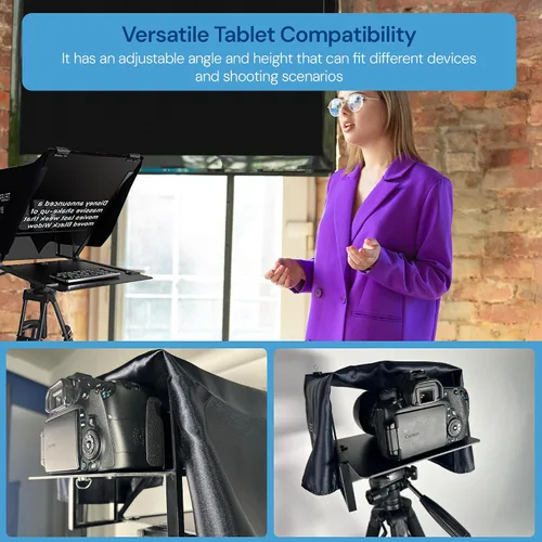 Vista 7 de Teleprompter 4.0 12" Compatible con iPad, tableta, smartphone y cámara DSLR, control remoto o aplicación, compatible con Android e iOS, ideal