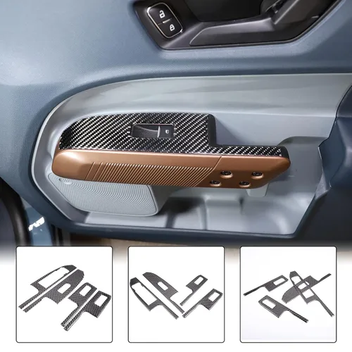 Vista 6 de Aunginsy Adhesivo para panel de botón de elevación de vidrio para puerta de automóvil, compatible con Ford Maverick 2022-2025, fibra de carbono