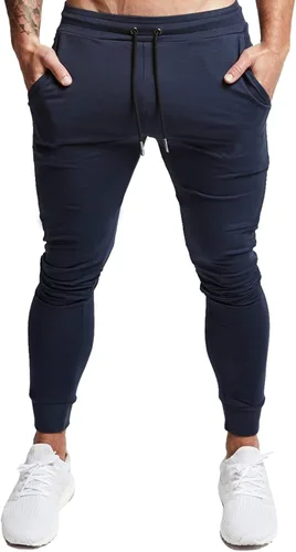 Vista 2 de BUXKR - Pantalones deportivos ajustados con bolsillos profundos para hombre, para gimnasio, correr y fisioculturismo